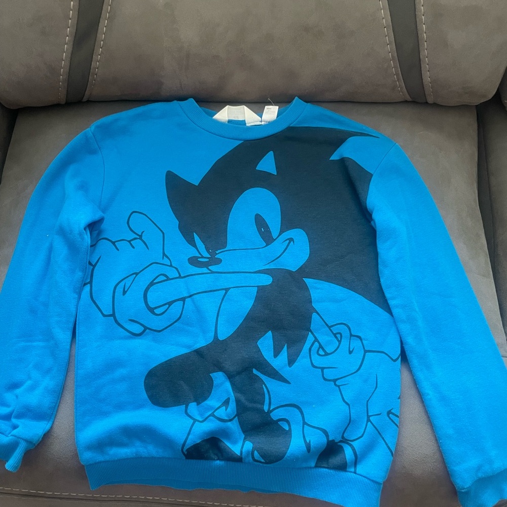 H&M Blue Sonic Graphic Crewneck Sweater